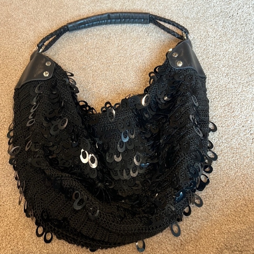 Black Sequin Hobo Bag